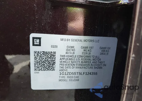 2020 Chevrolet Malibu Fwd Lt z USA, uszkodzony, nr VIN 1G1ZD5ST5LF124355